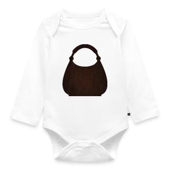 Brown Leather Bag Texture - Organic Longsleeve Baby Bodysuit - white - Front