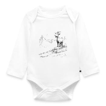 Sommets alpins avec chèvre - Body Bébé bio manches longues - blanc - Devant