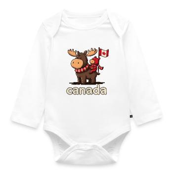 Canada mosses with a small companion - Organic Longsleeve Baby Bodysuit - white - Front