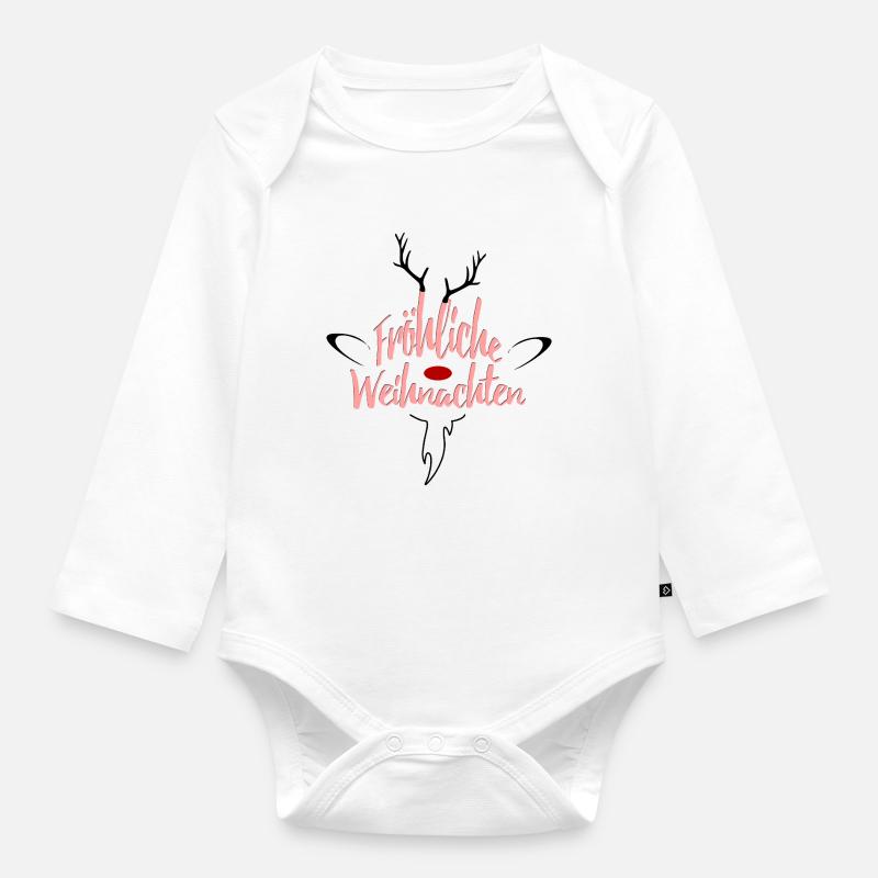 Fröhliche Weihnachten Rosé Script - Baby Bio-Langarm-Body - Weiß