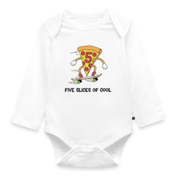 Cinq tranches de patineur de pizza cool - Body Bébé bio manches longues - blanc - Devant