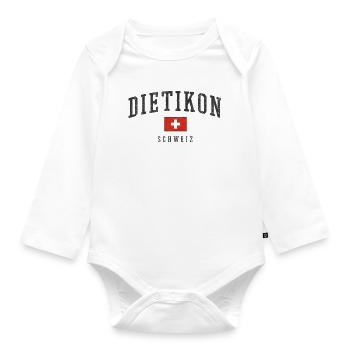 Dietikon Switzerland Emblem Retro - Organic Longsleeve Baby Bodysuit - white - Front