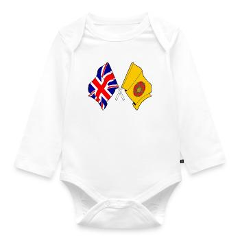 Lancashire & Great Britain Flag - Organic Longsleeve Baby Bodysuit - white - Front