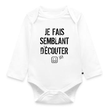 I pretend to listen - Organic Longsleeve Baby Bodysuit - white - Front