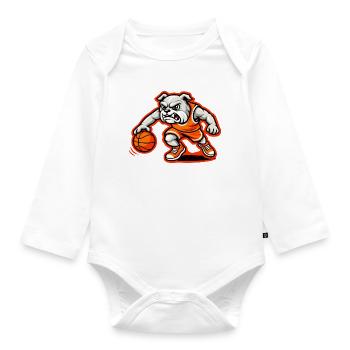 Bulldog Basketball Power Dribble Mascot - Organic Longsleeve Baby Bodysuit - white - Front