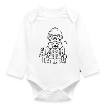 Pudel beim Frisör - Baby Bio-Langarm-Body - Weiß - Vorne