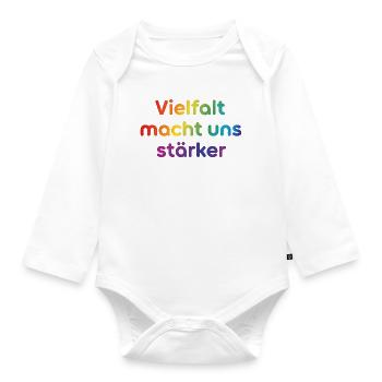 Vielfalt macht uns stärker - Baby Bio-Langarm-Body - Weiß - Vorne