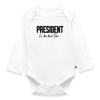 President for the third time in the USA - Organic Longsleeve Baby Bodysuit - white - Front