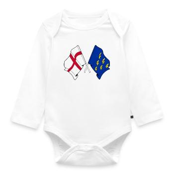 Drapeaux croisés West Sussex & Angleterre - Body Bébé bio manches longues - blanc - Devant