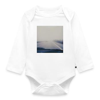 Travelling in grey - Organic Longsleeve Baby Bodysuit - white - Front