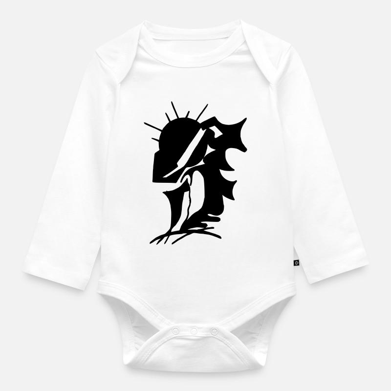 Schwarze Stille Minimaldesign - Baby Bio-Langarm-Body - Weiß