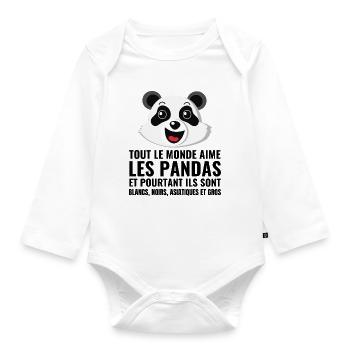 Panda, Vielfalt, Liebe - Baby Bio-Langarm-Body - Weiß - Vorne