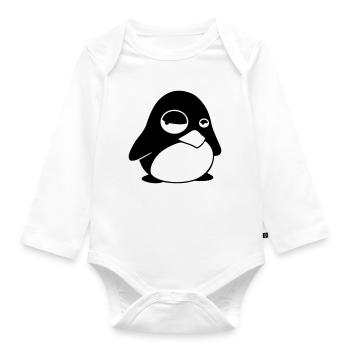 Grumpy Tux – Funny Linux Penguin for Nerds - Organic Longsleeve Baby Bodysuit - white - Front
