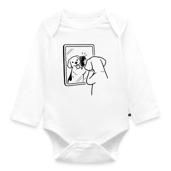 Chien Selfie Chien - Body Bébé bio manches longues - blanc - Devant