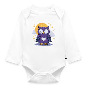 Mondnacht Eule - Baby Bio-Langarm-Body - Weiß - Vorne