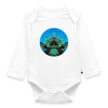 Water creatures in the red - Organic Longsleeve Baby Bodysuit - white - Front
