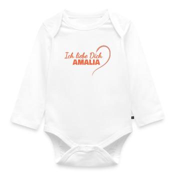 Je t’aime Amalia - Body Bébé bio manches longues - blanc - Devant