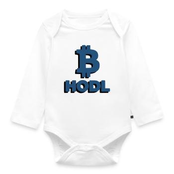 Bitcoin HODL Logo, Lettrage Crypto - Body Bébé bio manches longues - blanc - Devant