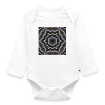Kaleidoskopischer Sternen-Mandala - Baby Bio-Langarm-Body - Weiß - Vorne
