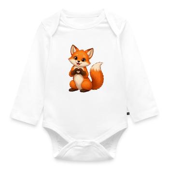Liebesfuchs Herzform - Baby Bio-Langarm-Body - Weiß - Vorne