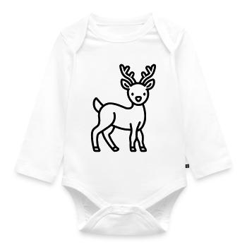 Hirsch - Baby Bio-Langarm-Body - Weiß - Vorne