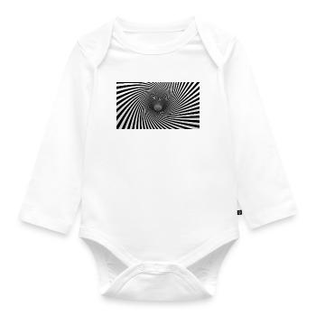 Hypnotische Schwarz-Weiß-Spirale - Baby Bio-Langarm-Body - Weiß - Vorne