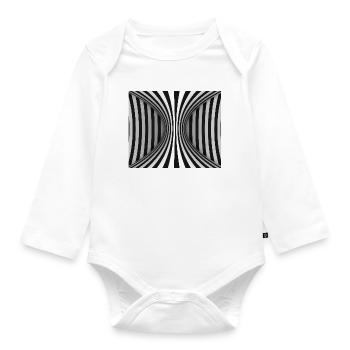 Optical Striped Tunnel - Organic Longsleeve Baby Bodysuit - white - Front