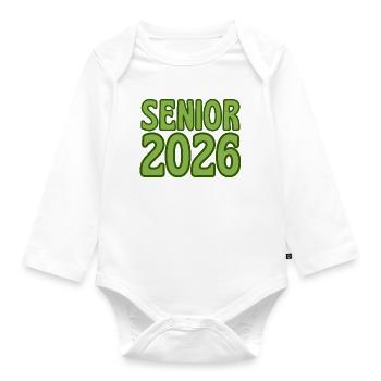 Art texte rétro vert 2026 Senior - Body Bébé bio manches longues - blanc - Devant