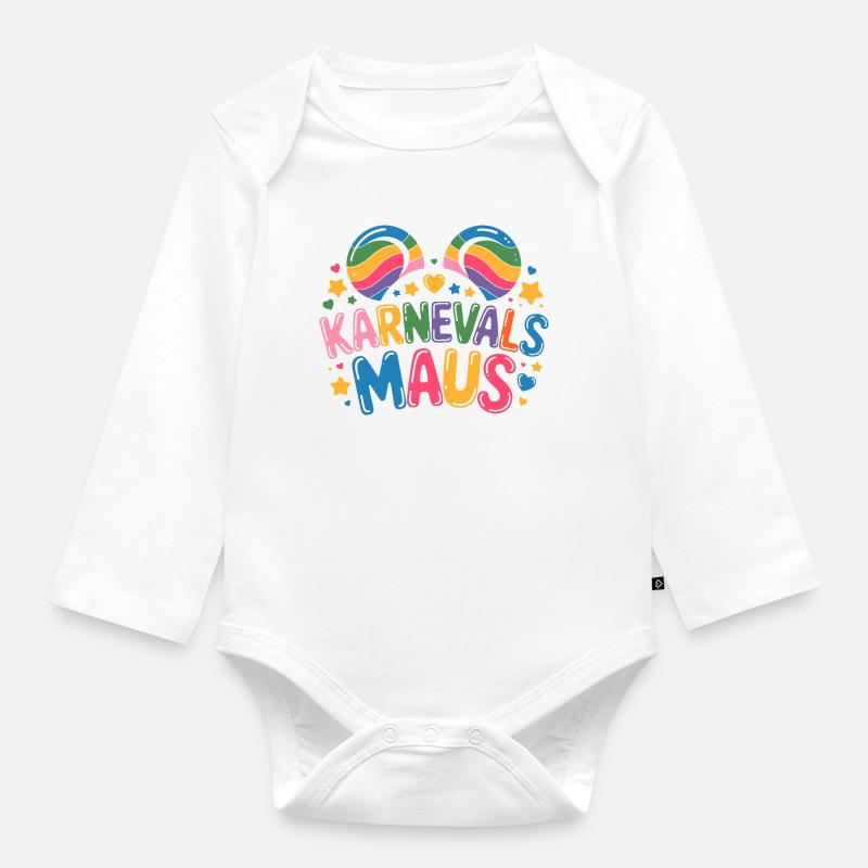 Karnevalsmaus Karneval Köln Kölner Karnevals Maus - Baby Bio-Langarm-Body - Weiß