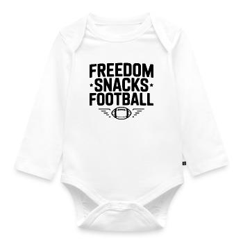 Freedom, Snacks, Football - Organic Longsleeve Baby Bodysuit - white - Front