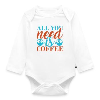 Kaffee: alles, was du brauchst - Baby Bio-Langarm-Body - Weiß - Vorne