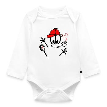 Detektiv mit Pfeife - Baby Bio-Langarm-Body - Weiß - Vorne