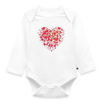 Herzmosaik winziger Liebesherzen - Baby Bio-Langarm-Body - Weiß - Vorne