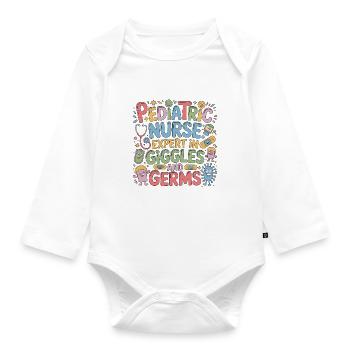 Pediatric Nurse Expert In Giggles And Child Care - Organic Longsleeve Baby Bodysuit - white - Front