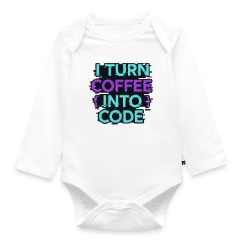 Ich verwandle Kaffee in Code - Baby Bio-Langarm-Body - Weiß - Vorne