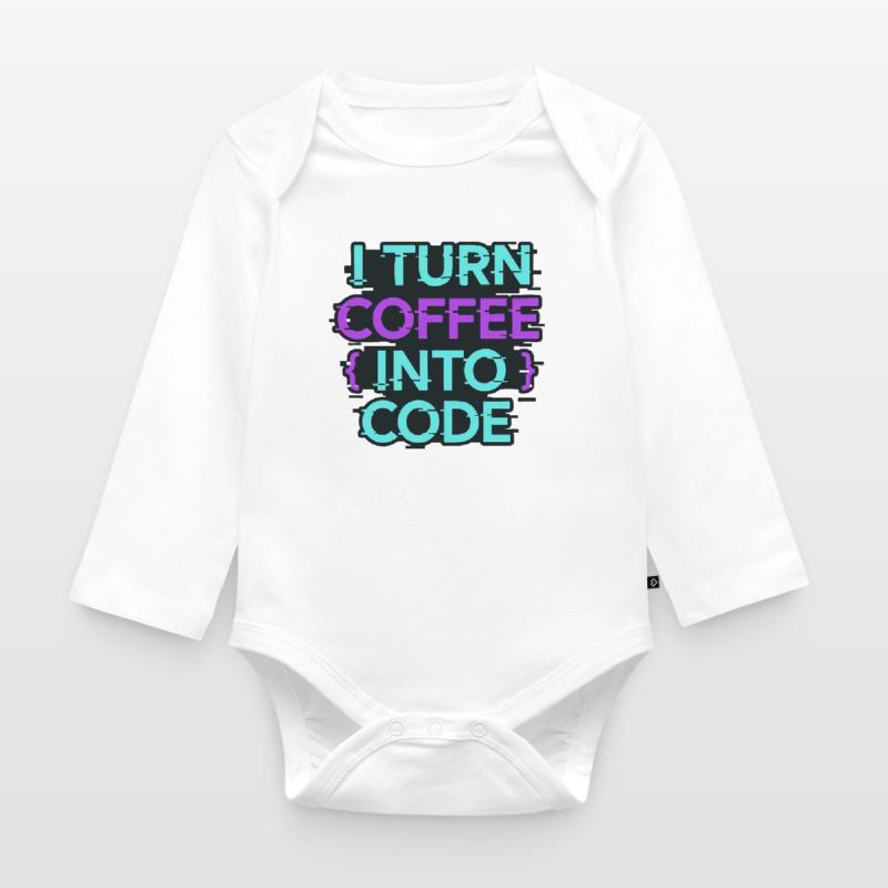 I Turn Coffee Into Code Organic Longsleeve Baby Bodysuit