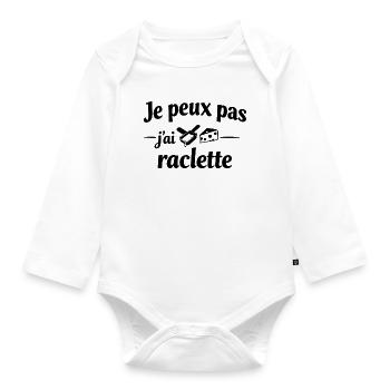I Can't I Raclette – Winter Humor Fun - Organic Longsleeve Baby Bodysuit - white - Front