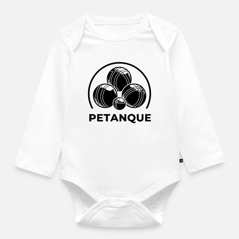 logo petanque - Body Bébé bio manches longues - blanc