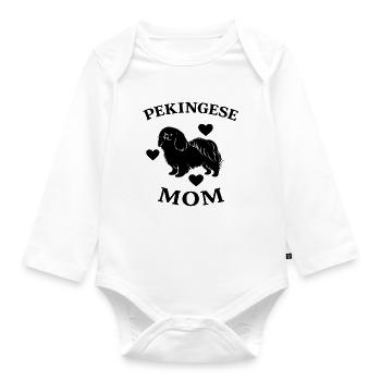 Maman pékinoise drôle - Body Bébé bio manches longues - blanc - Devant