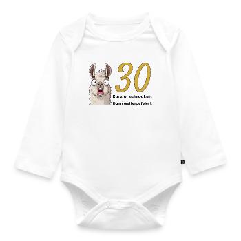 30 Geburtstag – Kurz erschrocken, dann gefeiert - Baby Bio-Langarm-Body - Weiß - Vorne