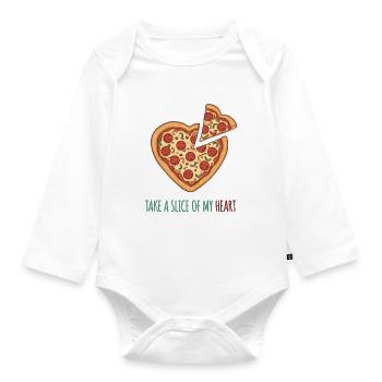 Prends une part de mon cœur – Pizza Herz Design - Body Bébé bio manches longues - blanc - Devant