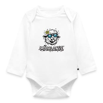 Mählanie Funny Sheep Pun Name Melanie - Organic Longsleeve Baby Bodysuit - white - Front