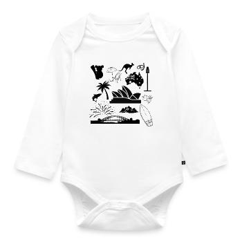 Sydney in symbols - Organic Longsleeve Baby Bodysuit - white - Front