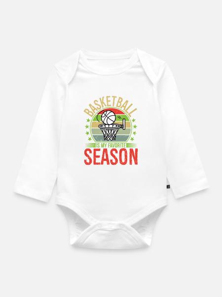 Basketball Is My Favorite Season Vintage - Baby Bio-Langarm-Body - Weiß