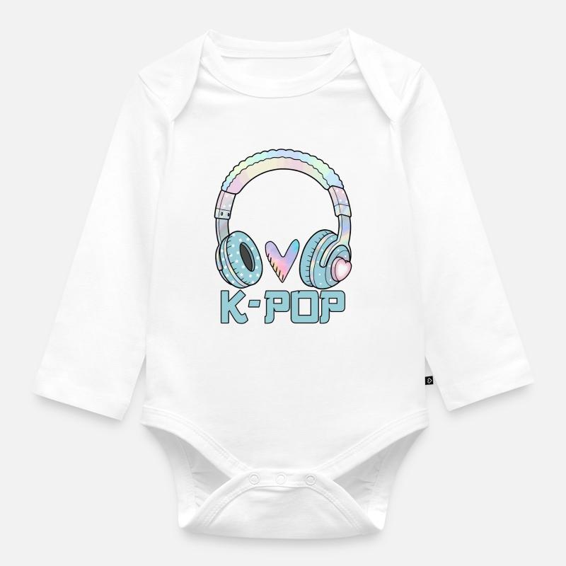 K Pop 케이팝 - Body Bébé bio manches longues - blanc
