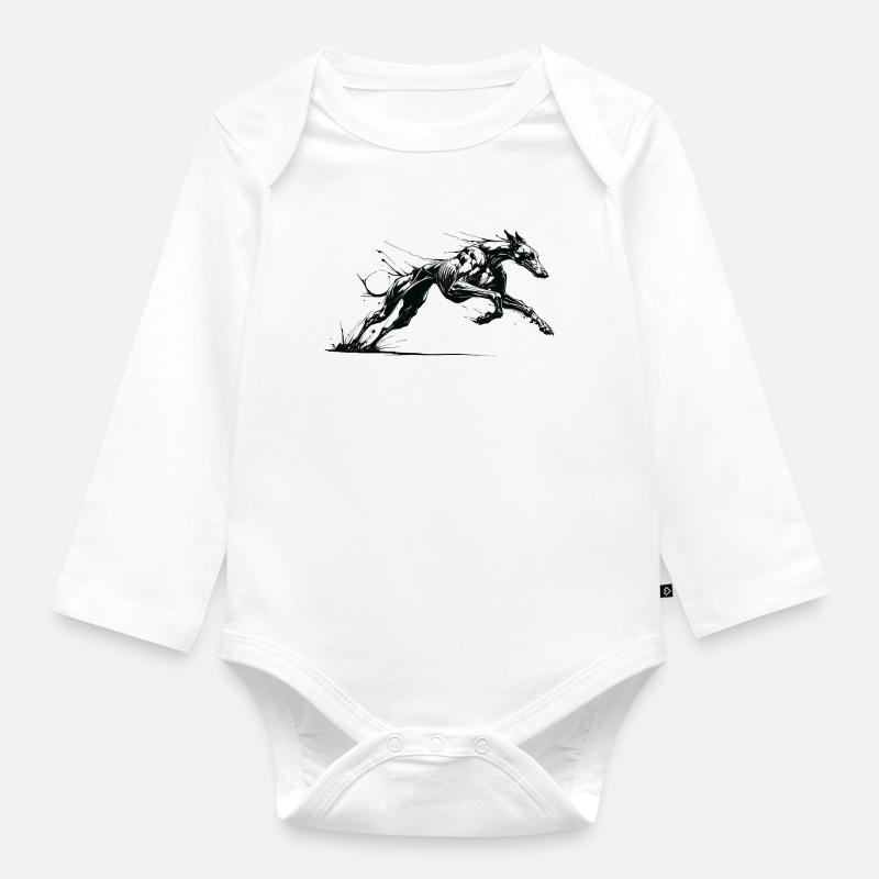 Galgo Ink 01 - Baby Bio-Langarm-Body - Weiß