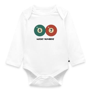 67 Lucky Numbers - Pool Billiards Vintage Design - Organic Longsleeve Baby Bodysuit - white - Front