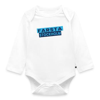 Farsta Stockholm Blaue Typografie-Layout - Baby Bio-Langarm-Body - Weiß - Vorne