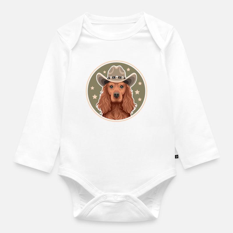 Cocker Spaniel Cowboy - Body Bébé bio manches longues - blanc