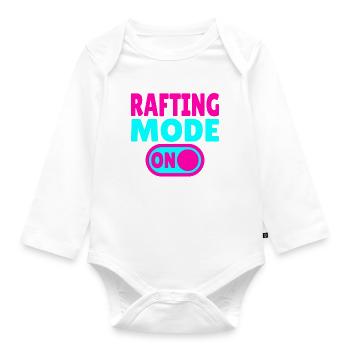 Rafting Mode ON – Whitewater in a rubber dinghy - Organic Longsleeve Baby Bodysuit - white - Front